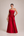 Vestido Vermelho em Zibeline de Um Ombro com Babado e Bordado