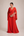 Vestido Vermelho em Crepe com Toque de Seda, Decote V e Mangas Flare