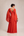 Vestido Vermelho em Crepe com Toque de Seda, Decote V e Mangas Flare