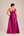 Vestido Fúcsia em Zibeline de Um Ombro com Flor e Bordado