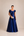 Vestido Azul Royal em Zibeline de Um Ombro com Flor e Bordado