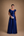 Vestido Azul Royal em Zibeline de Um Ombro com Flor e Bordado