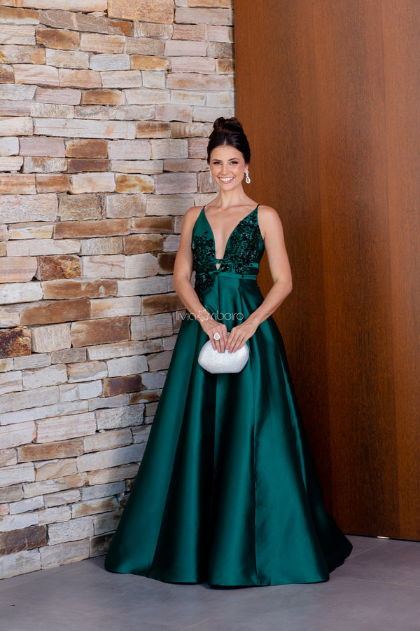 Vestido M Rodarte decote profundo e bordado