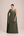 Vestido Verde Oliva em Crepe com Toque de Seda, Capa e Cintura Bordada