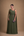 Vestido Verde Oliva em Crepe com Toque de Seda, Capa e Cintura Bordada