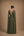 Vestido Verde Oliva em Tule Hidratado com Manga Capa e Pedrarias