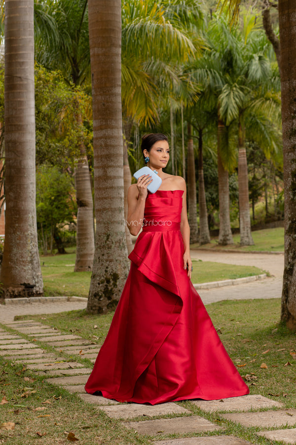 Vestido M Rodarte tomara que caia dobradura busto e saia semi sereia