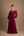Vestido Marsala em Crepe com Toque de Seda, Mangas Longas e Decote Bordado