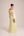 Vestido Amarelo-Manteiga Ombro a Ombro com Flores, Pedrarias e Mangas Longas