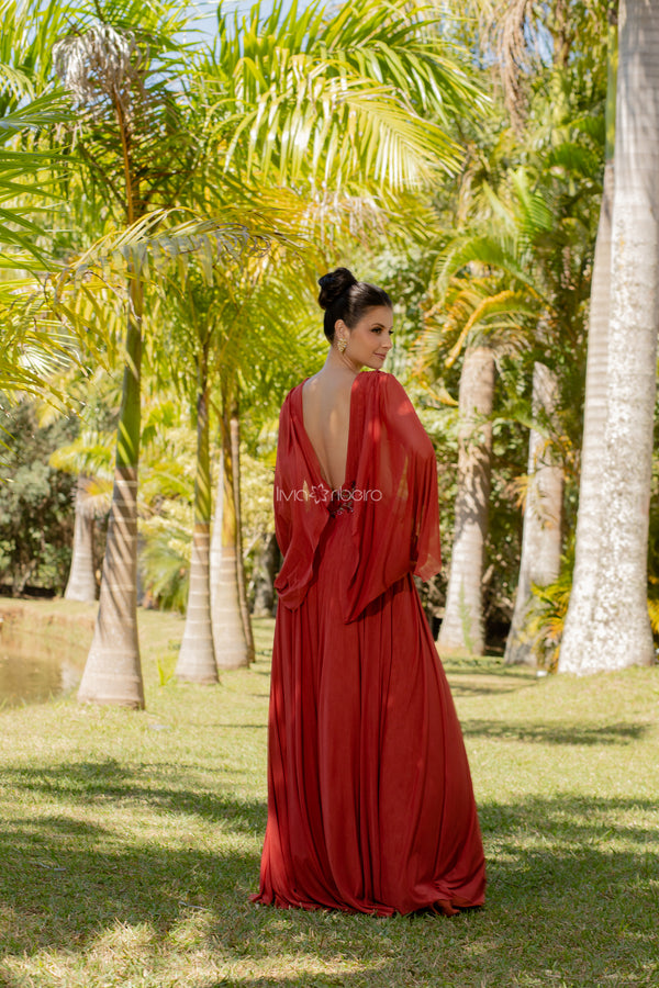 Vestido Lívia Ribeiro com bordado cintura e ao redor do busto