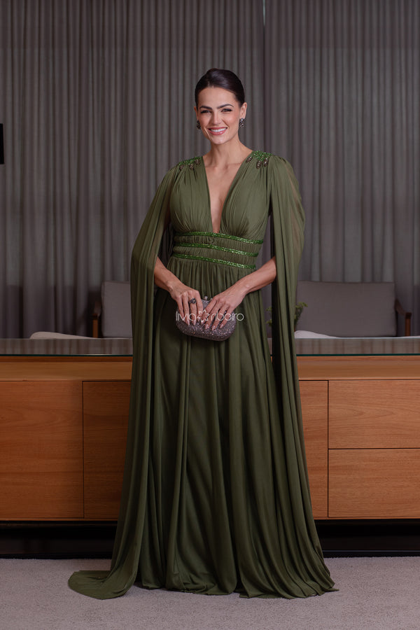 Vestido Lívia Ribeiro em tule hidratado e bordado cintura