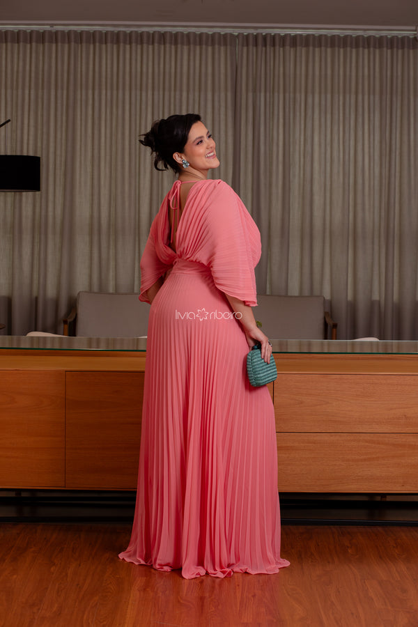 Vestido plissado Carol
