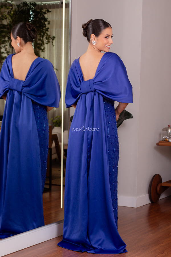 VESTIDO SEREIA TODO BORDADO CAPA TIPO LAÇO