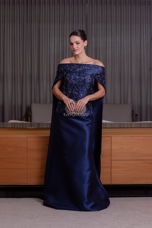 Vestido Lívia Ribeiro Sereia Alfaiataria Zibeline Bordado à Mão Capa Customizável