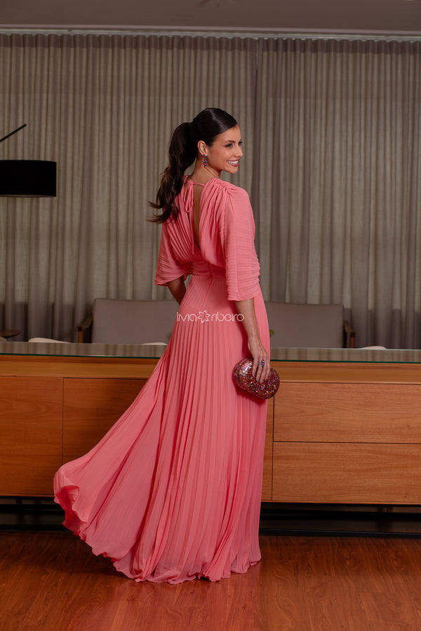 Vestido plissado Carol