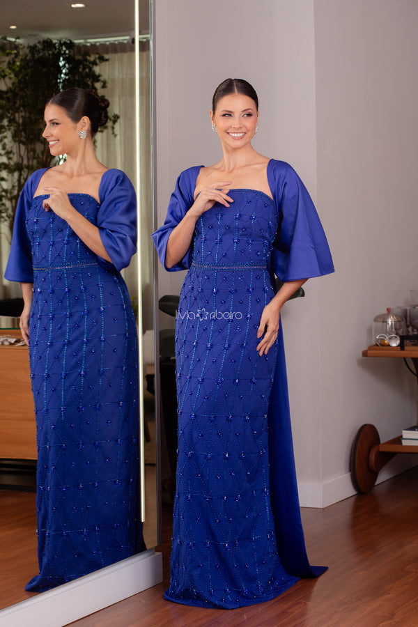 VESTIDO SEREIA TODO BORDADO CAPA TIPO LAÇO