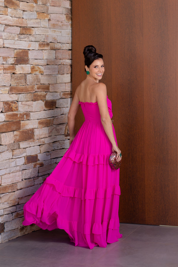 Vestido Lívia Ribeiro tomara que caia em crepe de seda