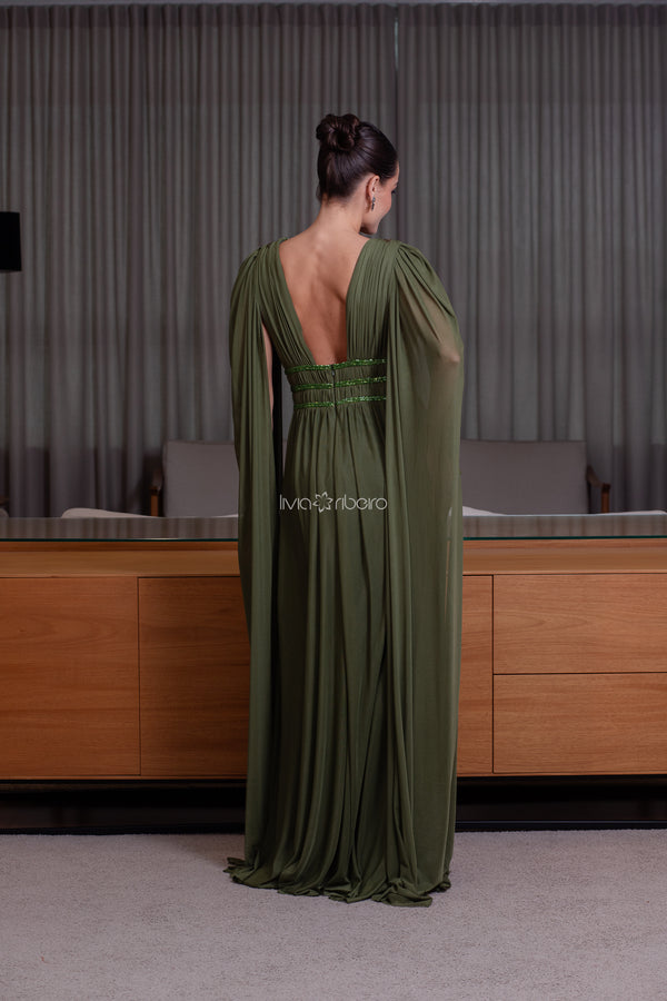 Vestido Lívia Ribeiro em tule hidratado e bordado cintura