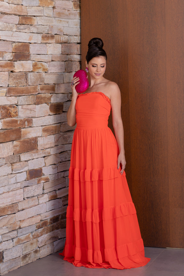 Vestido Lívia Ribeiro tomara que caia em crepe de seda