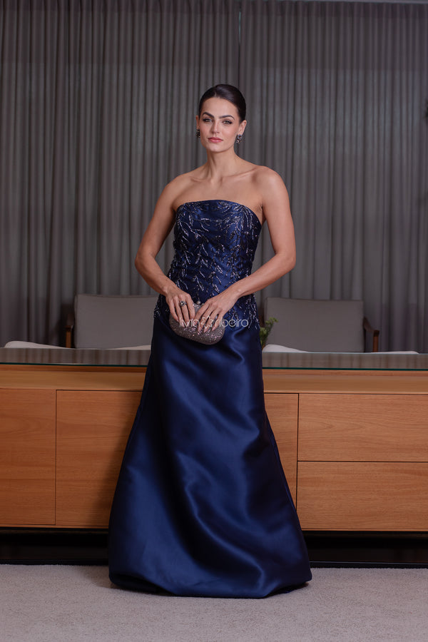 Vestido Lívia Ribeiro Sereia Alfaiataria Zibeline Bordado à Mão Capa Customizável