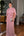Vestido rosé capa gola alta e bordados em 3D