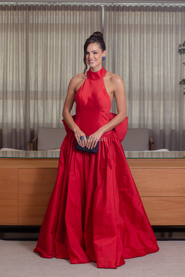 Vestido Lívia Ribeiro frente única decote nas costas com laço