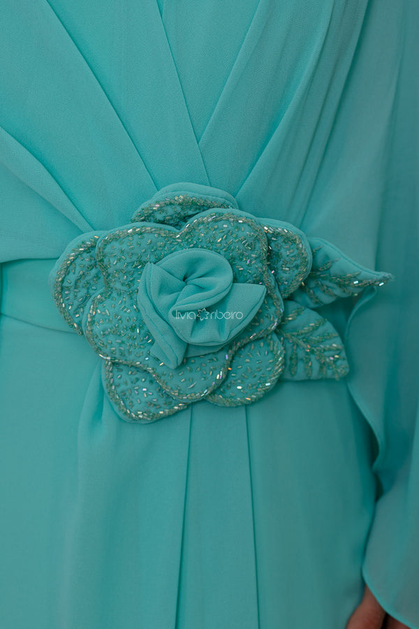 Vestido Lívia Ribeiro cinto com flor e capa (Disponível em 20 dias)