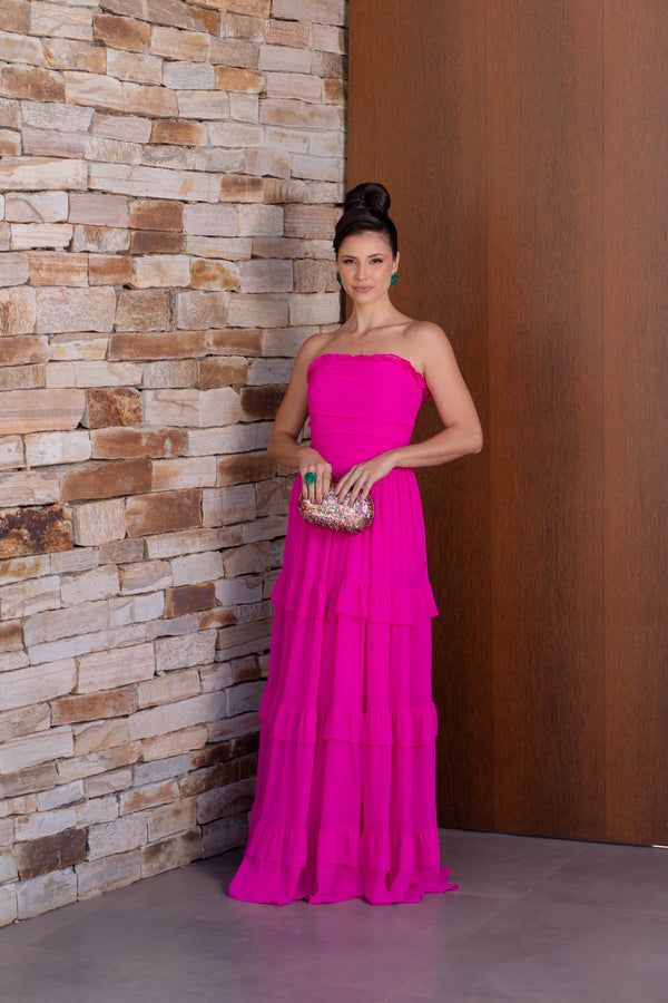 Vestido Lívia Ribeiro tomara que caia em crepe de seda