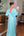Vestido Azul Tiffany Longo Bordado em Pedrarias com Capa Laço