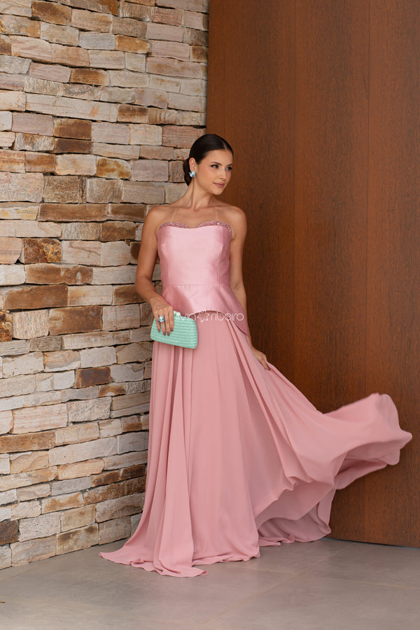 Vestido Lívia Ribeiro tomara que caia com detalhe bordado busto