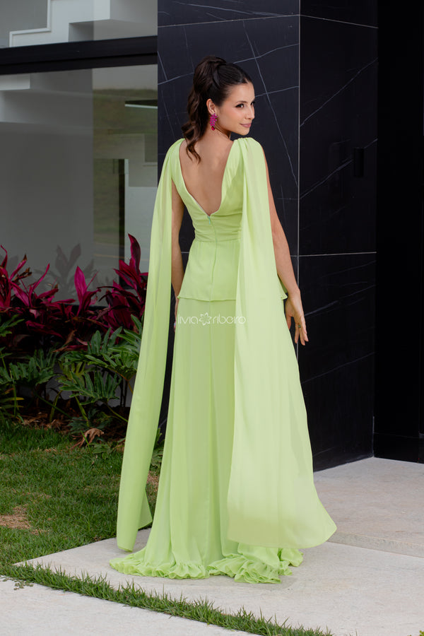 Vestido duas alças saia babados