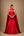 Vestido vermelho longo em zibeline, tomara que caia com capa longa – vista frontal