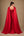 Vestido vermelho em zibeline com corpete de amarração e capa longa – vista posterior
