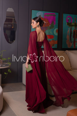 VESTIDO LÍVIA RIBEIRO DECOTE GOTA E MANGA TIPO CAPA (outras numerações disponíveis em 25 dias) - Lívia Ribeiro