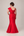 Vestido Vermelho Sereia em Zibeline com Manga em Tule Bordado