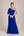 Vestido Longo Azul Royal de Um Ombro com Flores e Babado Lateral