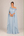 Vestido Azul Serenity Ombro a Ombro com Flores e Plumas
