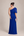 Vestido Longo Azul Royal de Um Ombro com Flores e Babado Lateral