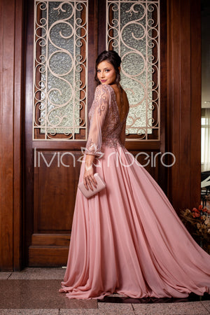 VESTIDO LÍVIA RIBEIRO BUSTO BORDADO E MANGA 3/4 (disponível em 30 dias úteis) - Lívia Ribeiro